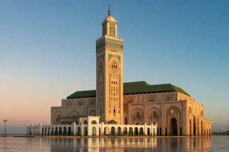 The Hassan II Mosque in Casablanca, Morocco, showcasing its grand architecture and coastal location — for those wondering where is Casablanca, it is a major city on Morocco’s Atlantic coast.